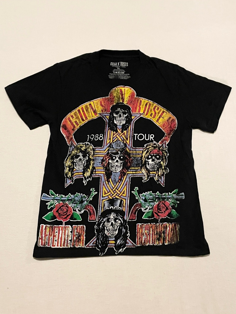 2021 Guns N Roses Appetite For Destruction 1988 Tour T-Shirt Mens Small Black